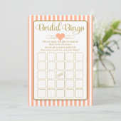 Bridal Bingo Peach Gold Brautparty Game Cards Einladung (Stehend Vorderseite)