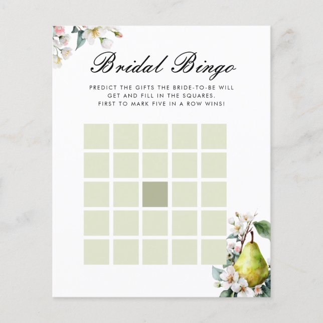 Bridal Bingo Perfect Pear Brautparty Game (Vorderseite)
