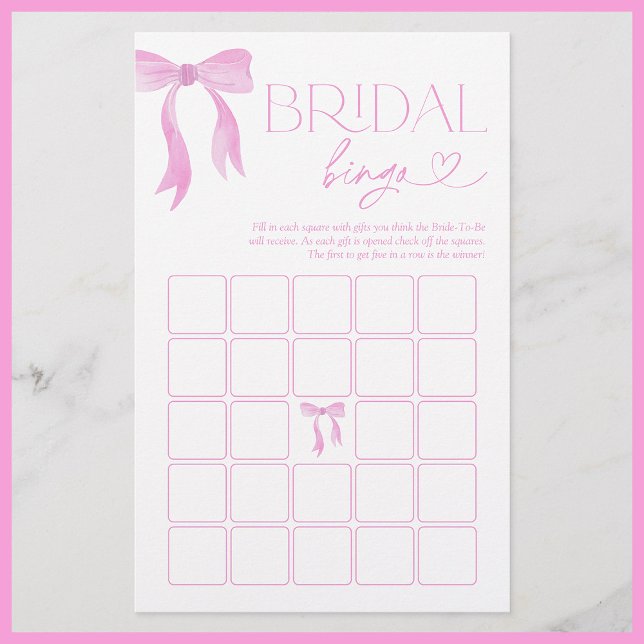 Bridal Bingo Pink Bow Brautparty Game (Von Creator hochgeladen)