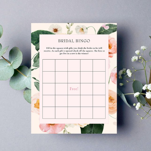 Bridal Bingo | Pink Peach Floral Brautparty (Von Creator hochgeladen)