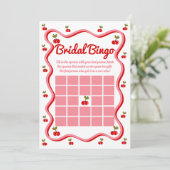 Bridal Bingo Retro Cherry Brautparty Game Card Einladung (Stehend Vorderseite)