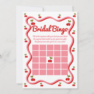 Bridal Bingo Retro Cherry Brautparty Game Card Einladung
