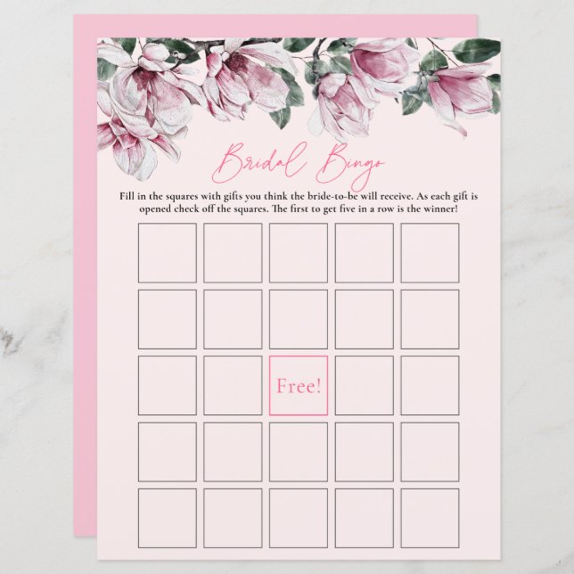 Bridal Bingo | Rosa Brautparty Game (Vorne/Hinten)