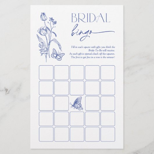Bridal Bingo Something Blue Floral Showspiel (Vorderseite)