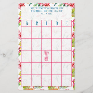 Bridal Bingo Tropical Brautparty Briefpapier