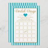 Bridal Bingo Turquoise Gold Brautparty Game Einladung (Vorne/Hinten)