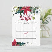 Bridal Bingo Winter Poinsettia Brautparty Game Einladung (Stehend Vorderseite)