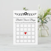 Bridal-Bingokarte mit eleganter Schwarz-Weiß-Blume Begleitkarte (Stehend Vorderseite)