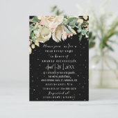 Bridal Birthday Blume Gold Minze Schwarze Wasserfa Einladung (Stehend Vorderseite)