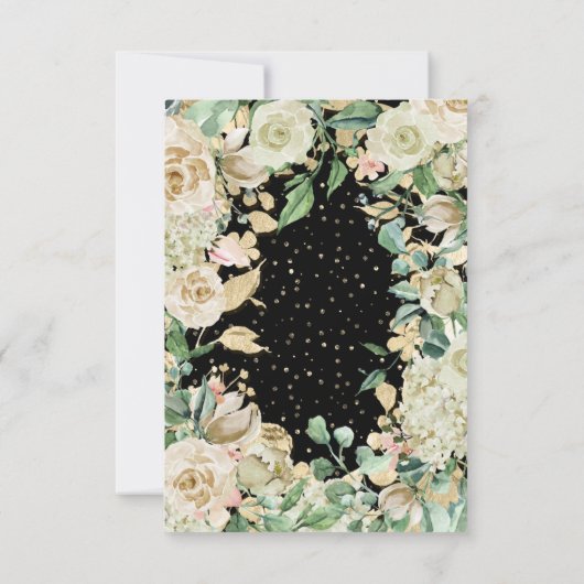 Bridal Birthday Blume Gold Minze Schwarze Wasserfa Einladung (Rückseite)