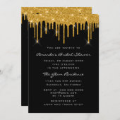 Bridal Birthday Party Gold Schwarze Tropfen Elegan Einladung (Vorne/Hinten)