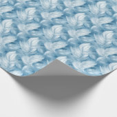 Bridal, Blau und Weiß Federmuster Geschenkpapier (Ecke)