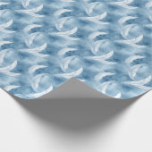 Bridal, Blau und Weiß Federmuster Geschenkpapier (Ecke)