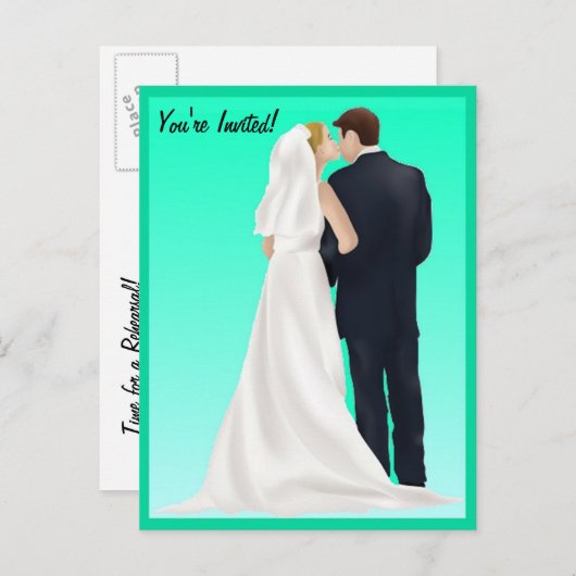 BRIDAL BLISS - Türkis Einladungspostkarte (Vorne/Hinten)