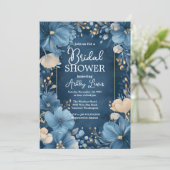 Bridal Blue Liebe, Blumen Einladung (Stehend Vorderseite)
