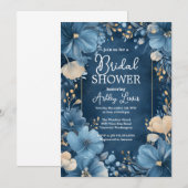 Bridal Blue Liebe, Blumen Einladung (Vorne/Hinten)