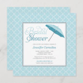 Bridal Blue Umbrella Dusche Einladung (Vorne/Hinten)