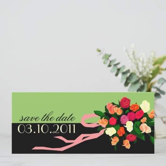 Bridal Bouquet Ankündigung Datum freihalten (Stehend Vorderseite)