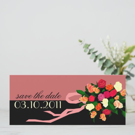 Bridal Bouquet Ankündigung Datum freihalten (Stehend Vorderseite)