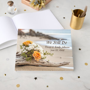 Bridal Bouquet on Driftwood Vow Renewal Guest Book Gästebuch