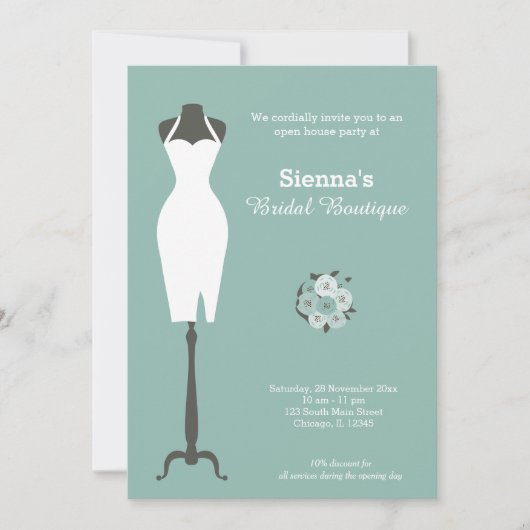 Bridal Boutique - Wählen Sie Ihre Hintergrundfarbe Einladung (Vorderseite)