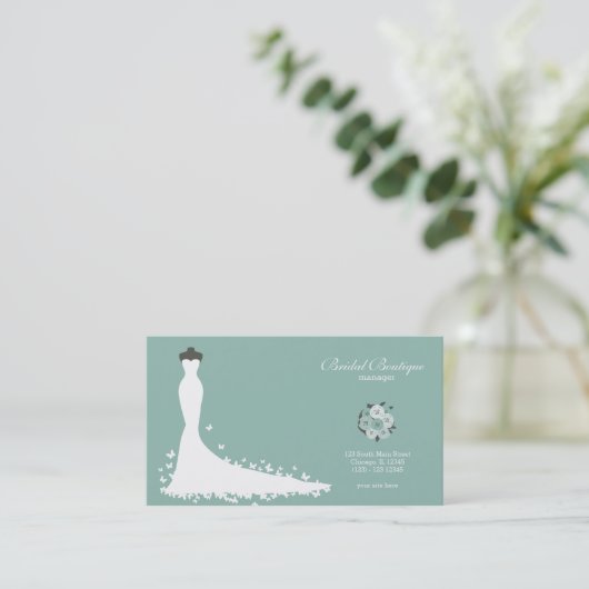Bridal Boutique - Wählen Sie Ihre Hintergrundfarbe Visitenkarte (Stehend Vorderseite)