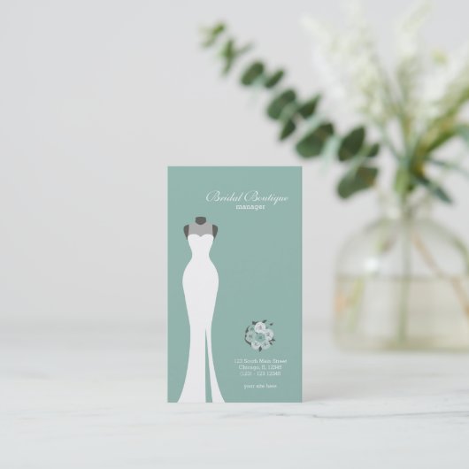 Bridal Boutique - Wählen Sie Ihre Hintergrundfarbe Visitenkarte (Stehend Vorderseite)