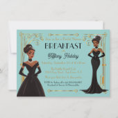 Bridal Breakfast Black Dress Afroamerikaner Einladung (Vorderseite)