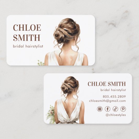 Bridal Bridal-Friseurin Wedding Pro Visitenkarte (Vorne/Hinten)