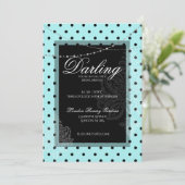 Bridal brunch blauer schwarzer Polka Punkte Save t Einladung (Stehend Vorderseite)
