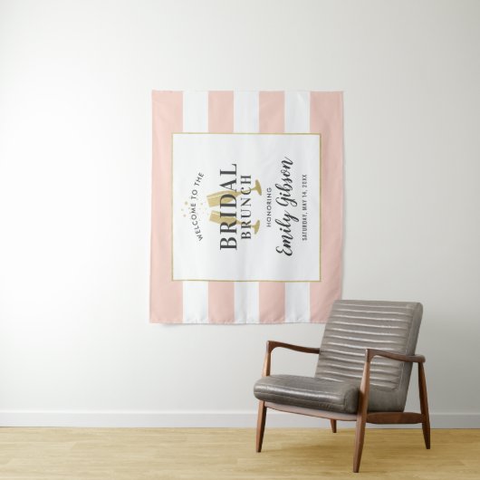 Bridal Brunch Blush Pink Champagner Toast Empfang Wandteppich (Beispiel)