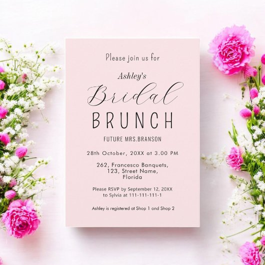 Bridal Brunch Blush Pink Kalligraphie Einladung