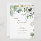 Bridal Brunch Botanisches Grün Weiße Blüte Einladung (Vorderseite)