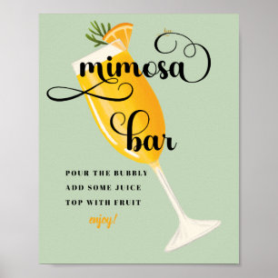 Bridal Brunch Brautparty   Mimosa Bar Sign Poster
