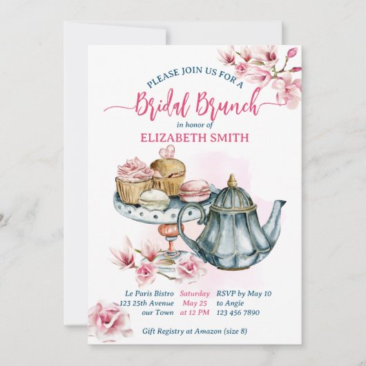 Bridal Brunch Brautparty mit süßen Snacks Einladung (Vorderseite)