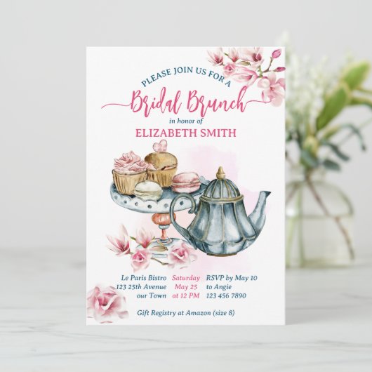 Bridal Brunch Brautparty mit süßen Snacks Einladung (Stehend Vorderseite)