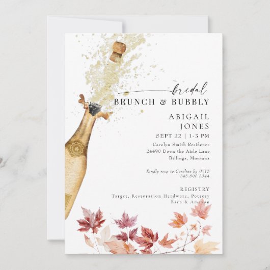Bridal Brunch & Bubbly Champagnerdusche Einladung (Vorderseite)