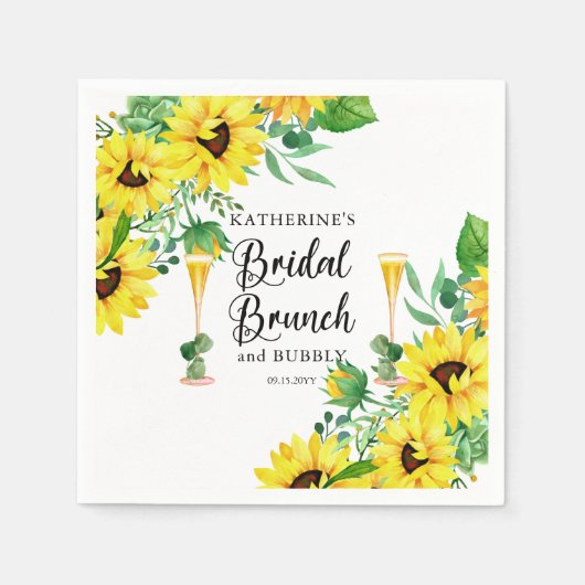 Bridal Brunch & Bubbly Dusche Boho Sonnenblumen Serviette (Vorderseite)