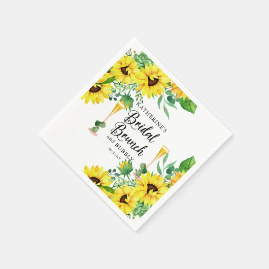 Bridal Brunch & Bubbly Dusche Boho Sonnenblumen Serviette (Ecke)