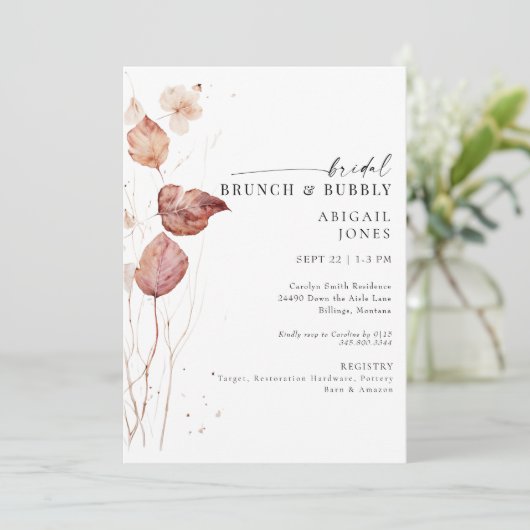 Bridal Brunch & Bubbly Einladung (Stehend Vorderseite)