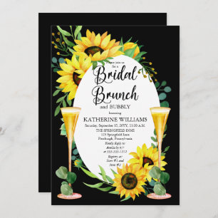 Bridal Brunch Bubbly Sunblumen Eukalyptus Floral Einladung