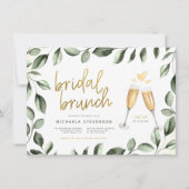 Bridal Brunch Champagne & Eukalyptus Brautparty Einladung (Vorderseite)