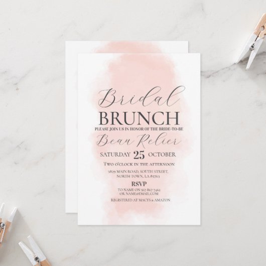 Bridal Brunch Dusche Bachelorette Aquädukte Peach Einladung (Vorderseite/Rückseite Beispiel)
