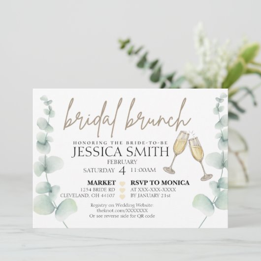 Bridal Brunch Dusche Einladung (Stehend Vorderseite)