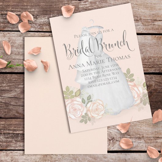 Bridal Brunch Elegantes Hochzeitskleid Blush Blora Einladung