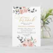 Bridal Brunch Eucalyptus Dusty Rose Floral Einladung (Stehend Vorderseite)