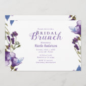 Bridal Brunch Frühlingsblumen Lila florale Moderne Einladung (Vorne/Hinten)
