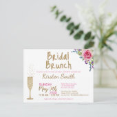 Bridal Brunch Gold Bubbly Bridal Dusche Einladung Postkarte (Stehend Vorderseite)