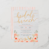 Bridal Brunch Handgemalte Rose & Skripte in Echtze Folie Einladungspostkarte (Vorderseite/Rückseite)