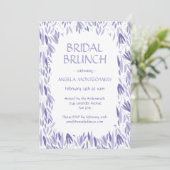 Bridal Brunch Lavendel Blätter Muster Einladung (Stehend Vorderseite)